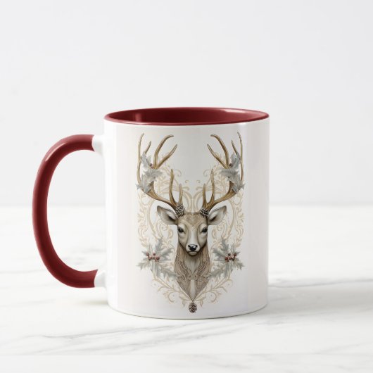 Mug Vintage Buck avec Holly et Berries Noël (Gauche)