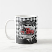 Mug Vintage Camion Rouge Buffle noir Plaid Noël (Gauche)