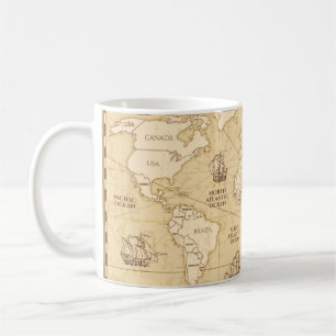 Mug Vintage carte du monde antique avec frontières pay