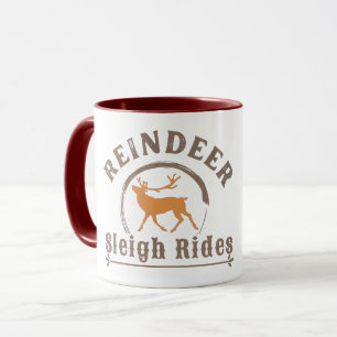 Mug Vintage Christmas Reindeer Sleigh Rides