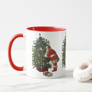 Mug Vintage Christmas, Santa Claus with Presents
