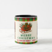 Mug Vintage Christmas Sledge Gifts Plaid 2 Photos (Centre)