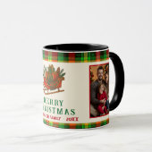 Mug Vintage Christmas Sledge Gifts Plaid 2 Photos (Devant droit)