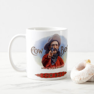Mug Vintage Cigar Étiquette Art, Cowboy frappe la marq