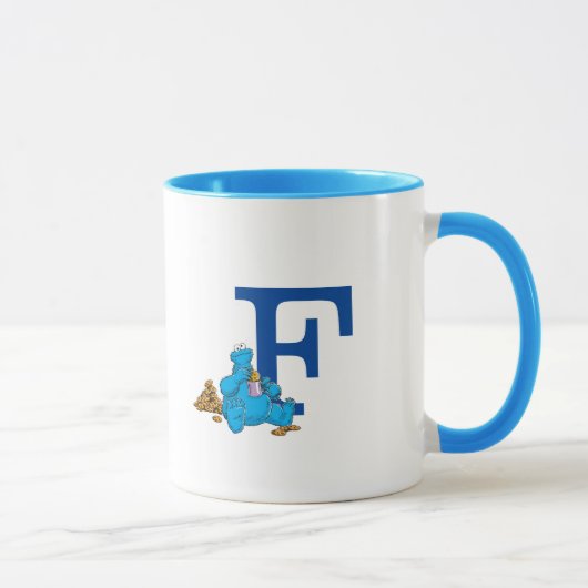 Mug Vintage Cookie Monster Manger Cookies Monogramme F (Droite)