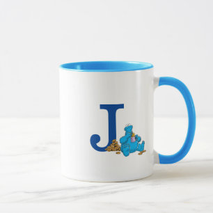 Mug Vintage Cookie Monster Manger Cookies Monogramme J