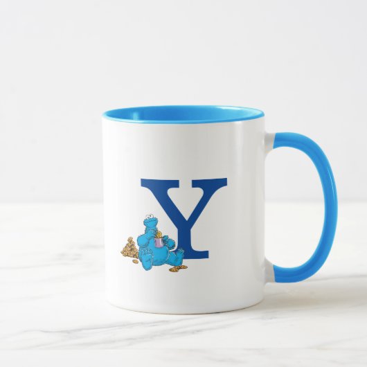 Mug Vintage Cookie Monster Manger Cookies Monogramme Y (Droite)