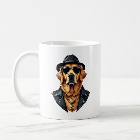 Mug Vintage Cool Golden Retriever Dog in Sunglasses an (Gauche)