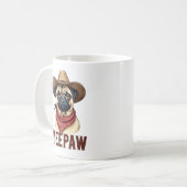 Mug Vintage Cowboy Pug YeePaw Western Dog Illustration (Devant gauche)