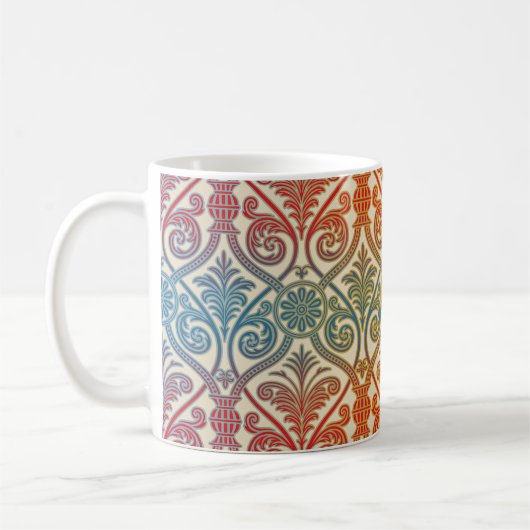 Mug Vintage Damask Contour Wallpaper - bleu violet rou (Gauche)