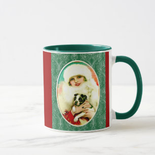 Mug Vintage dame avec Boston Terrier