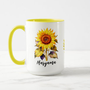 Mug Vintage De Tournesol Personnalisé Avec Un Nom