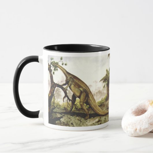 Mug Vintage Dinosaurs, Plateosaurus Grazing on Trees (Avec donut)