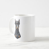Mug Vintage Doberman Police Dog Portrait Black and Whi (Devant gauche)