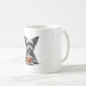 Mug Vintage Dog Holding Tea with Glasses Retro Pet Ill (Devant droit)