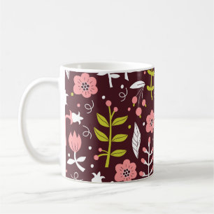 Mug Vintage Doodle Floral sans couture Motif