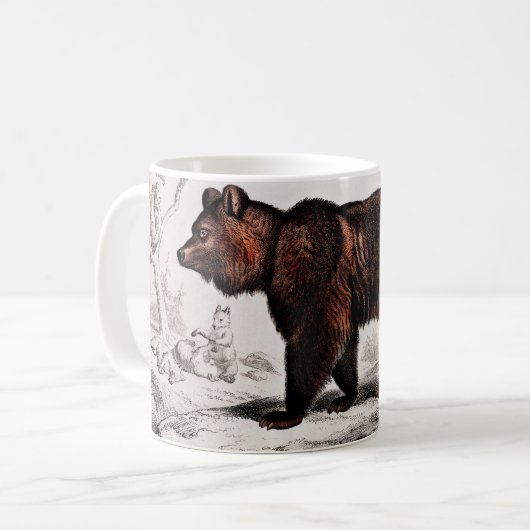 Mug vintage d'ours Brown illustré (Devant gauche)