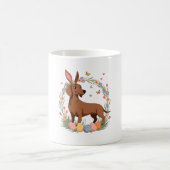 Mug Vintage Easter Dachshund Bunny Dog with Floral Egg (Centre)