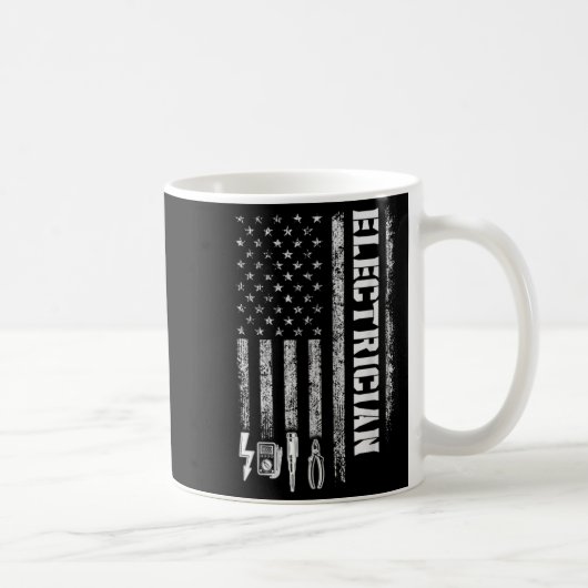 Mug Vintage Electrician American Flag Tools Design (Droite)