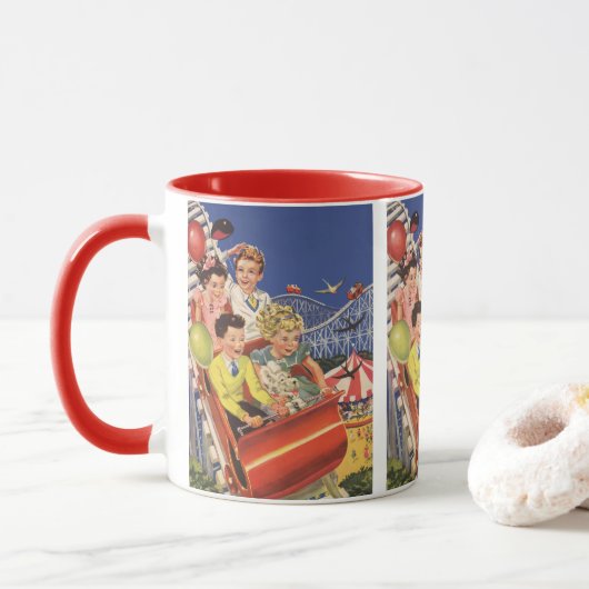 Mug Vintage Enfants Ballottes Roller Dessous de verre  (Avec donut)