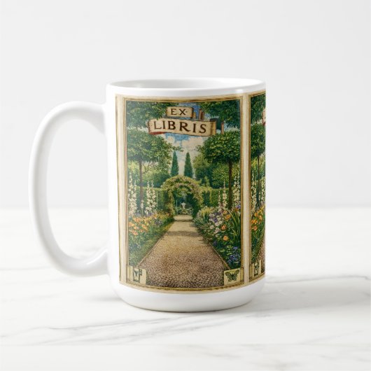 Mug Vintage Ex Libris Garden Path Bookplate Art  (Gauche)