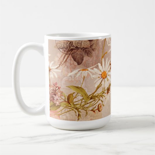 Mug Vintage Faded Automne à Paris Damask Wallpaper (Gauche)