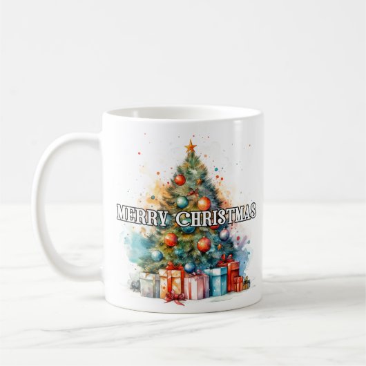 Mug Vintage Festive Merry Christmas Tree (Gauche)