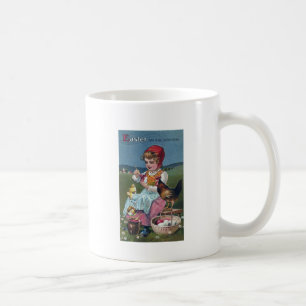 Mug Vintage Fille de Pâques Peinture Oeuf Avec Poulet