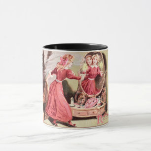 Mug Vintage fille d'Halloween en robe rouge