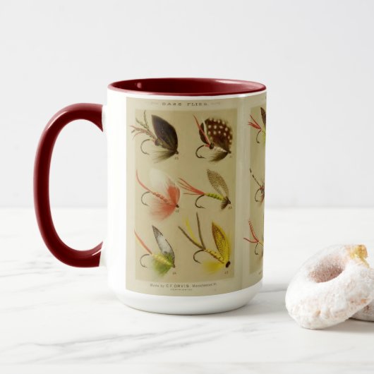 Mug "Vintage Flies Fisherman" (Avec donut)