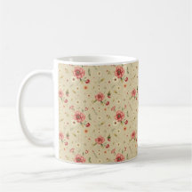Mug vintage floral avec design botanique beige