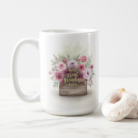Mug Vintage Floral Grandma Sentimental Gift (Avec donut)
