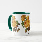 Mug Vintage Floral Rose Jaune Vert (Devant gauche)
