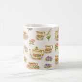 Mug Vintage Floral Teapot Teacup Pattern (Centre)