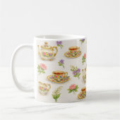 Mug Vintage Floral Teapot Teacup Pattern (Gauche)