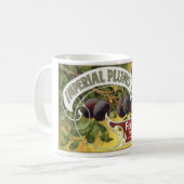 Mug Vintage Fruit Crate Art Étiquette, Plums impériaux (Devant gauche)