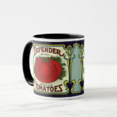 Mug Vintage Fruit Crate Étiquette Art, Defender Tomate (Devant gauche)
