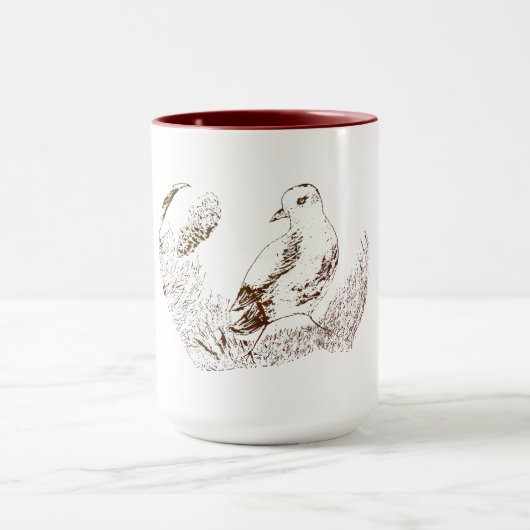 Mug Vintage Garden Bird – Monochrome Floral (Centre)