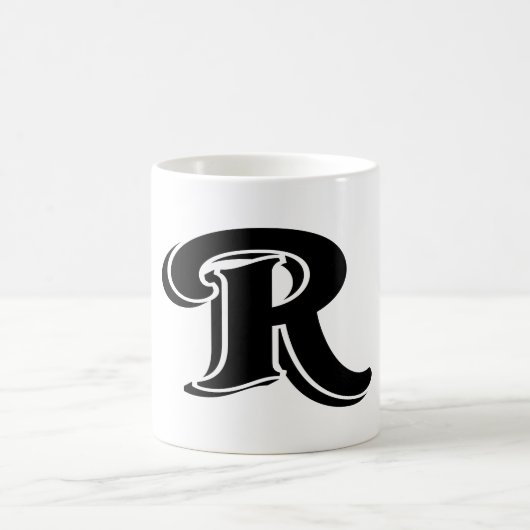 Mug Vintage Gras Noir Blanc R Monogramme (Centre)