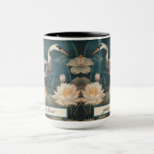 Mug Vintage grue bleu botanique personnalisable (Centre)