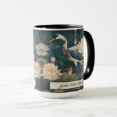Mug Vintage grue bleu botanique personnalisable (Devant droit)