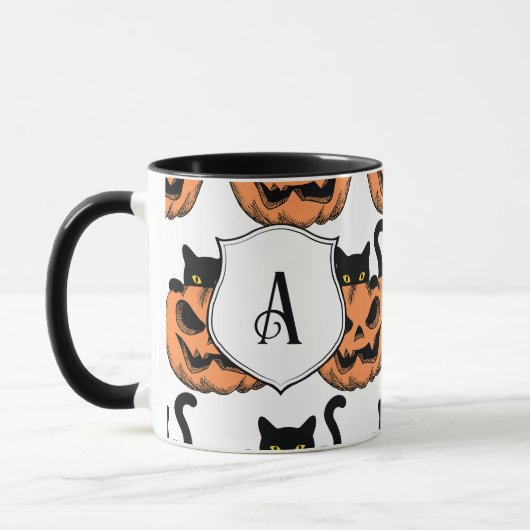 Mug Vintage Halloween Chat Motif Éffrayant Personnalis (Gauche)