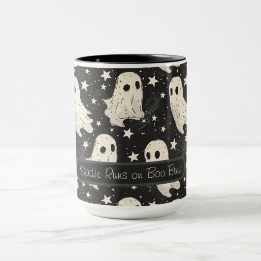 Mug Vintage Halloween Éffrayants Fantômes & Étoiles Pe (Centre)