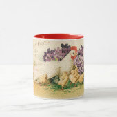 Mug Vintage Hen Et Poulets Pâques (Centre)