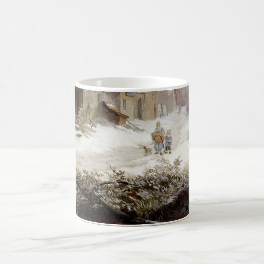 Mug Vintage hiver Windmill paysage enneigé (Centre)