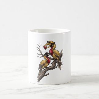 Mug Vintage Hornbill Pair Wildlife Illustration Art