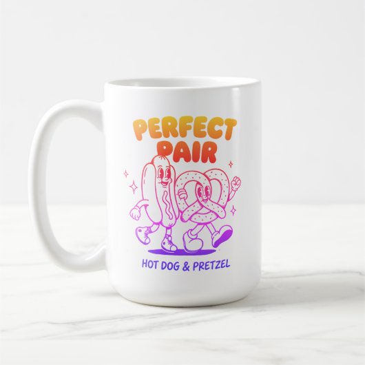 Mug Vintage Hot Dog and Pretzel Mascot - Retro (Gauche)