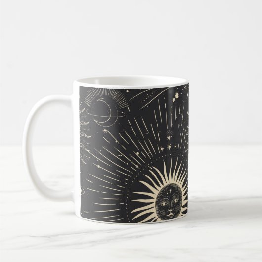 Mug Vintage illustration set of moon phases. Different (Gauche)