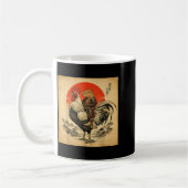 Mug Vintage Japanese Samurai Capybara Rooster Chicken  (Gauche)