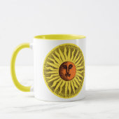 Mug Vintage jaune céleste souriant Joyeux soleil hippi (Gauche)